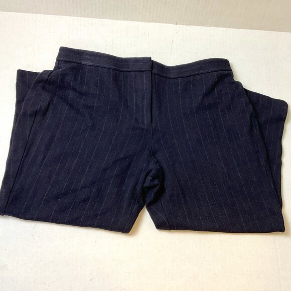 Kobi Halperin Cropped Pants 10 Navy Blue Gray Pinstripe - Picture 1 of 6